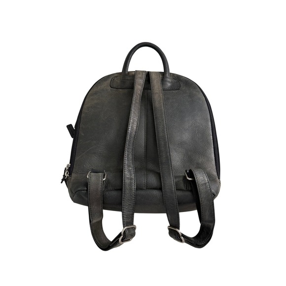 Jack Georges Gray Voyager Distressed Leather Backpack Purse‎ Small Organizer USA